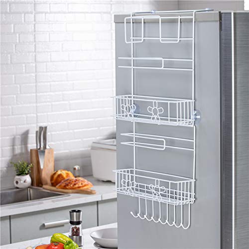 Decorlay Metal Self-Adhesive Fridge Side Rack - Multi-Layer Floating Shelf, Tissue Holder & Kitchen Organizer