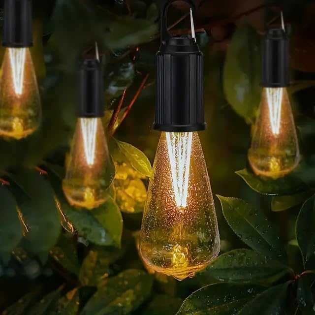 Solar Rechargeable Camping Light Bulb - USB-C, 3 Modes Warm White, Hanging Tent Lamp for Hiking & Emergencies