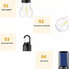 Solar Rechargeable Camping Light Bulb - USB-C, 3 Modes Warm White, Hanging Tent Lamp for Hiking & Emergencies