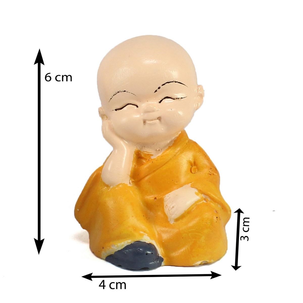 Buddha Monk Set of 4 Statue Figurines Home Decor Items, Decorative Items for Home, Showpiece Cute Mini Idol for Car Dashboard Table Top Decoration Item Living Gift