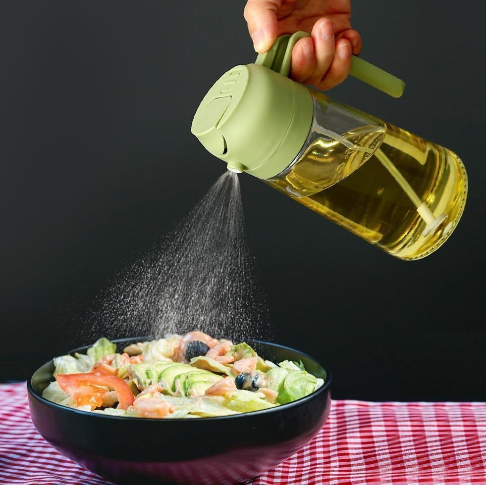 Kitchen Hack Oil Sprayer – 2-in-1 500ml Glass Dispenser for Olive Oil, BBQ, Air Fryer & Salads