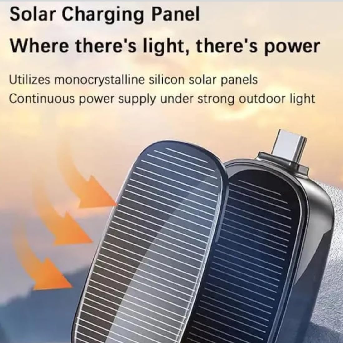 1500mAh Solar Power Bank Keychain - Portable Solar Charger with Carabiner, Type-C for Phones (Emergency Backup)