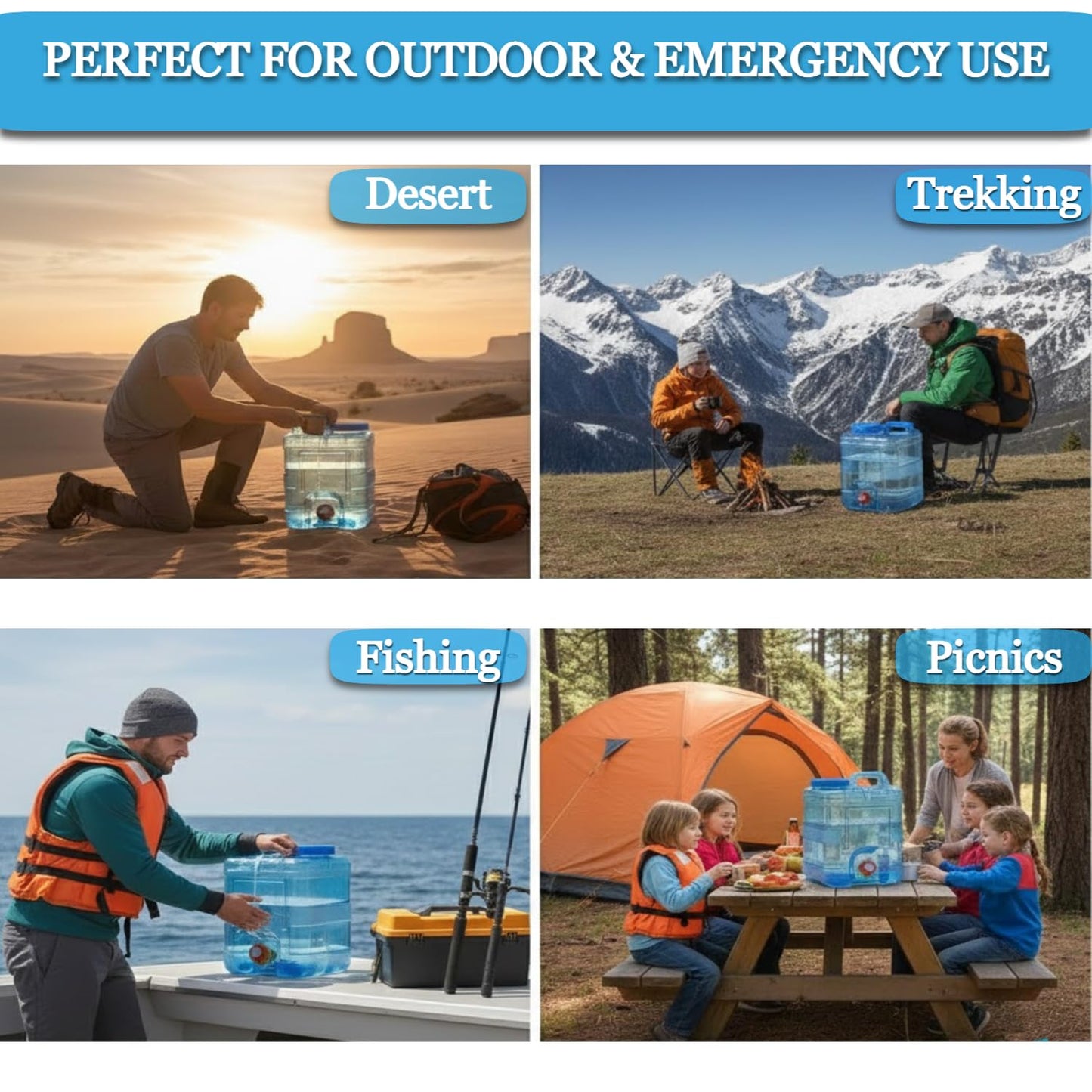 15L Portable Camping Water Can with Tap - Leakproof Dispenser Barrel for Hiking, Picnics & Travel