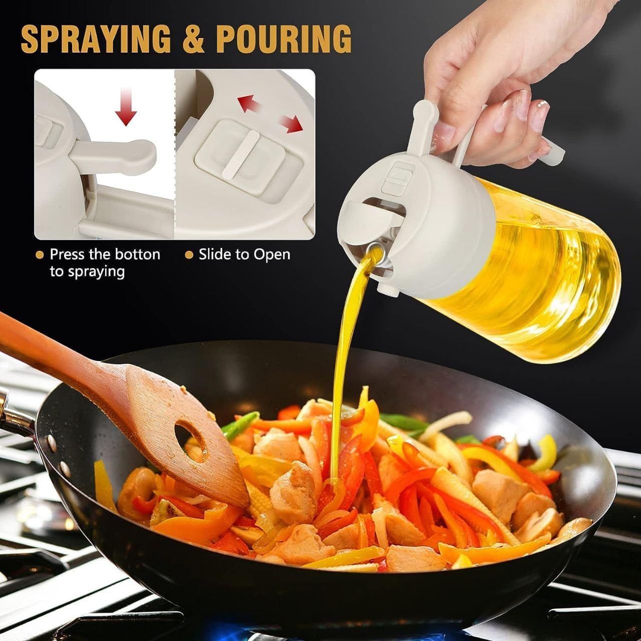 Kitchen Hack Oil Sprayer – 2-in-1 500ml Glass Dispenser for Olive Oil, BBQ, Air Fryer & Salads
