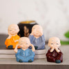 Buddha Monk Set of 4 Statue Figurines Home Decor Items, Decorative Items for Home, Showpiece Cute Mini Idol for Car Dashboard Table Top Decoration Item Living Gift
