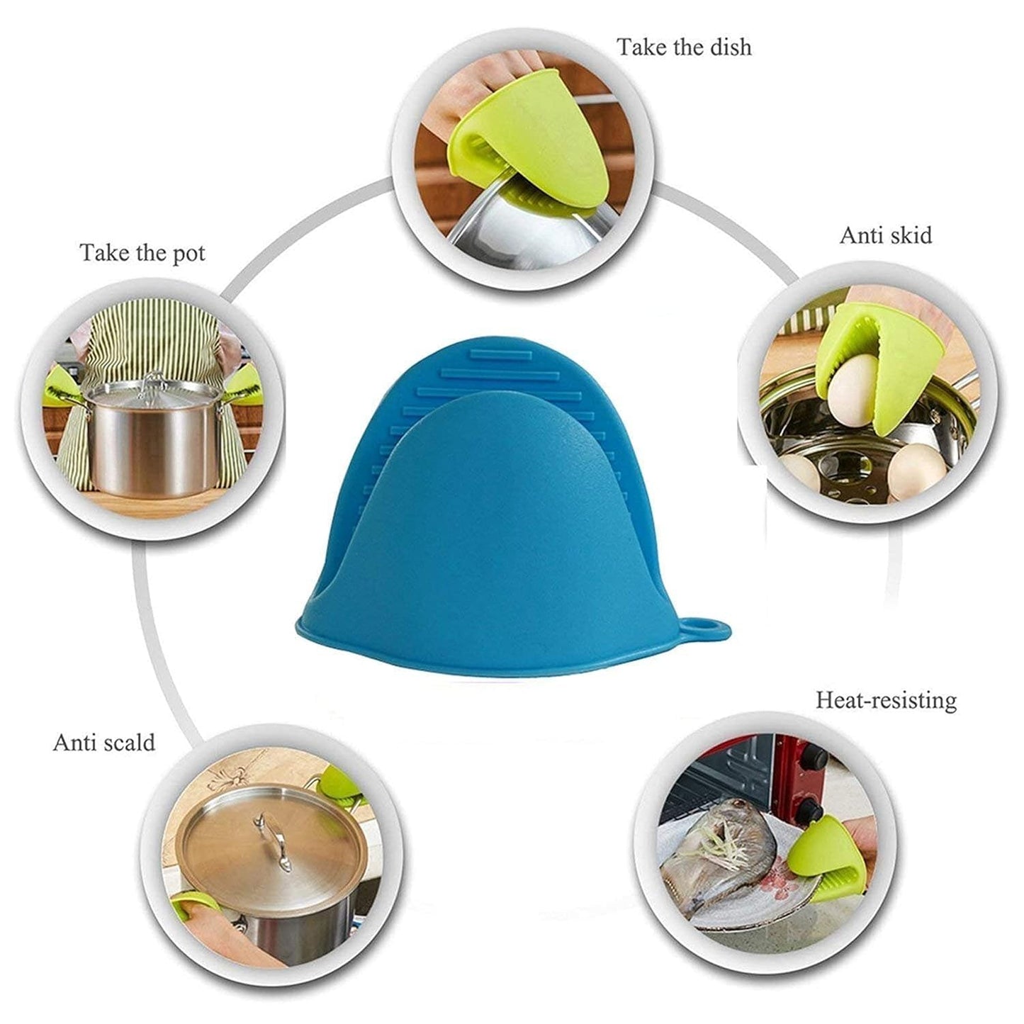 Heatproof Silicone Pot Grips – Non-Slip Holders for Hot Pans & Utensils (1 Set, Random Color)