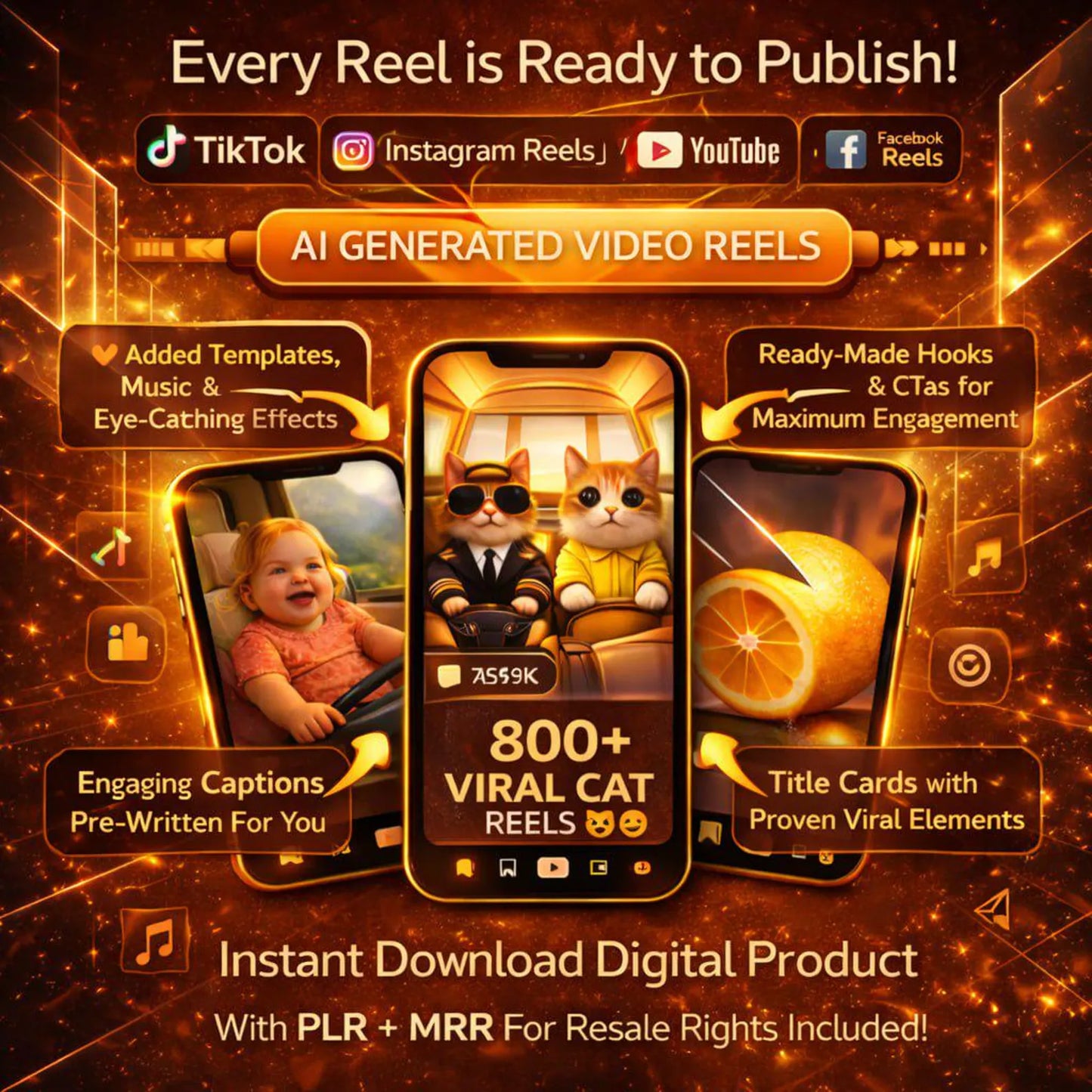 2400+ PLR MRR Viral AI Reels Baby, Cat, Asmr Digital Download Mega Bundle