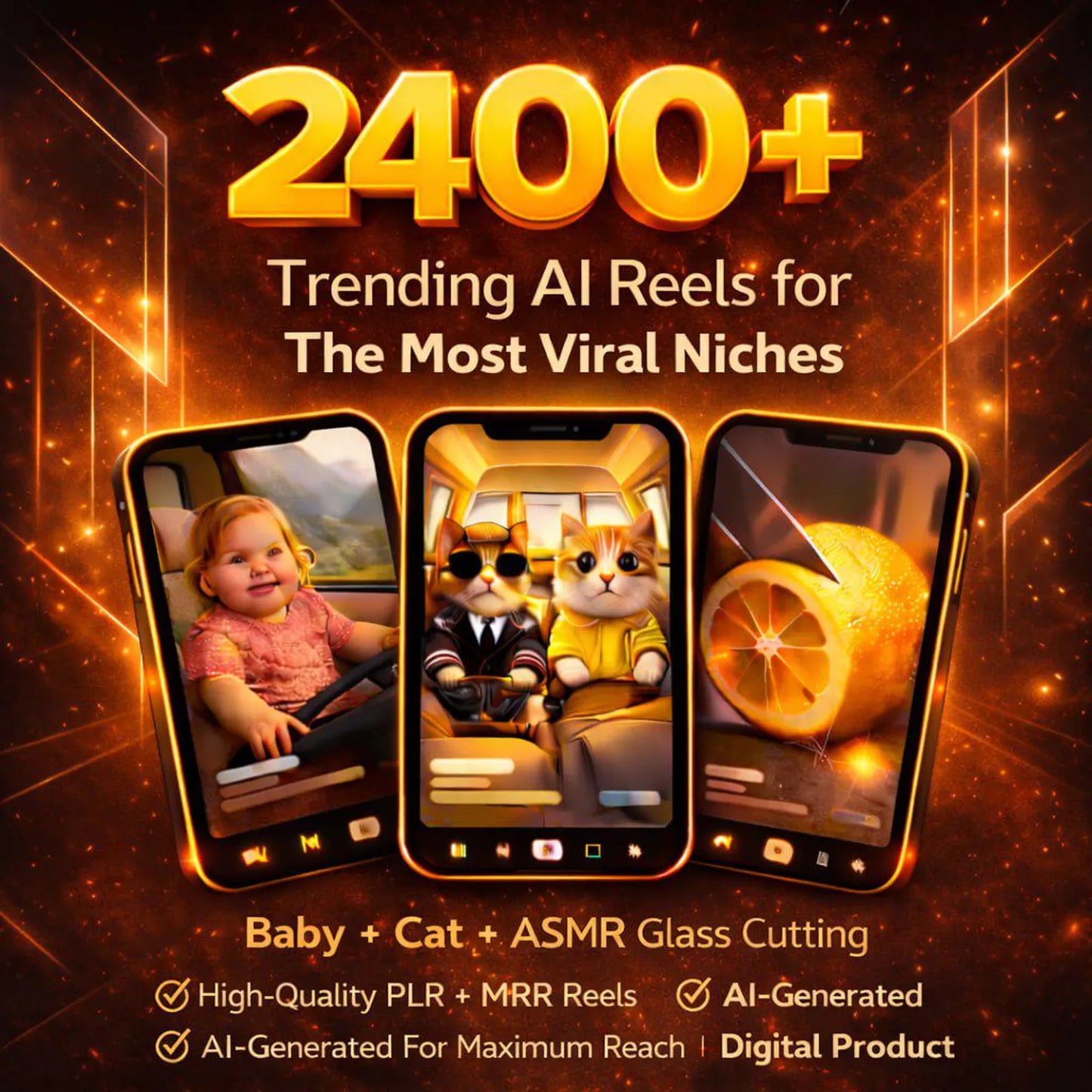 2400+ PLR MRR Viral AI Reels Baby, Cat, Asmr Digital Download Mega Bundle