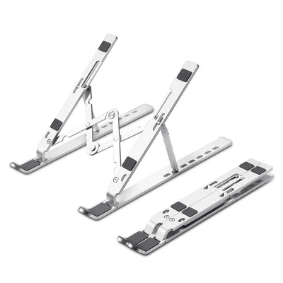 Foldable Portable Adjustable Aluminum Laptop Computer Desktop Tablet Stand, Holder Compatible with MacBook Air Pro, Dell XPS, HP, Lenovo More 10-15.6” Laptops, Silver