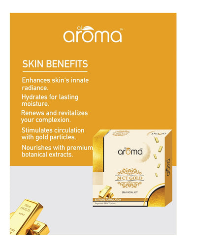 Alaroma 24K Gold Spa Facial Kit — Radiance Boost & Skin Firming Treatment for Glowing Skin (125 gm & 290 gm)