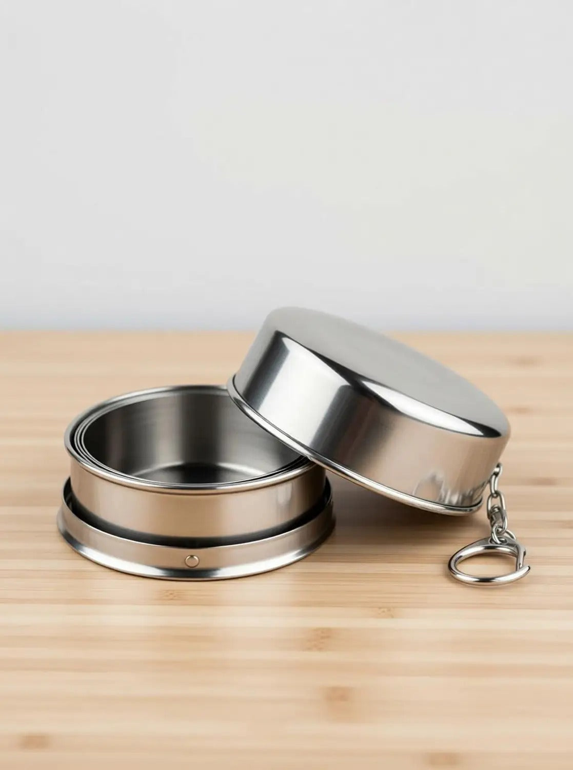 75ml Stainless Steel Collapsible Travel Mug - Folding Glass Shot Cup for Camping, Water, Juice (Silver, Portable)